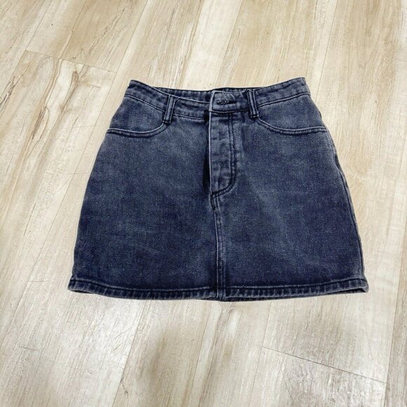 John Galt Denim‎ Jean Skirt Black Small Button Fly Mini Juniors Hipster Rocker S - Picture 5 of 9